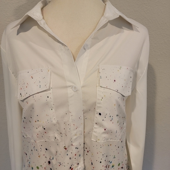 BELLE Lily Long Sleeve Button Down With Rainbow Colors Size M - Picture 6 of 14